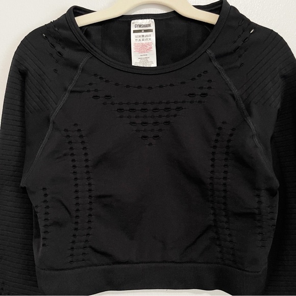 Gymshark Glow Long Sleeve Seamless Crop Top Black Women’s Activewear Size M - Picture 5 of 7